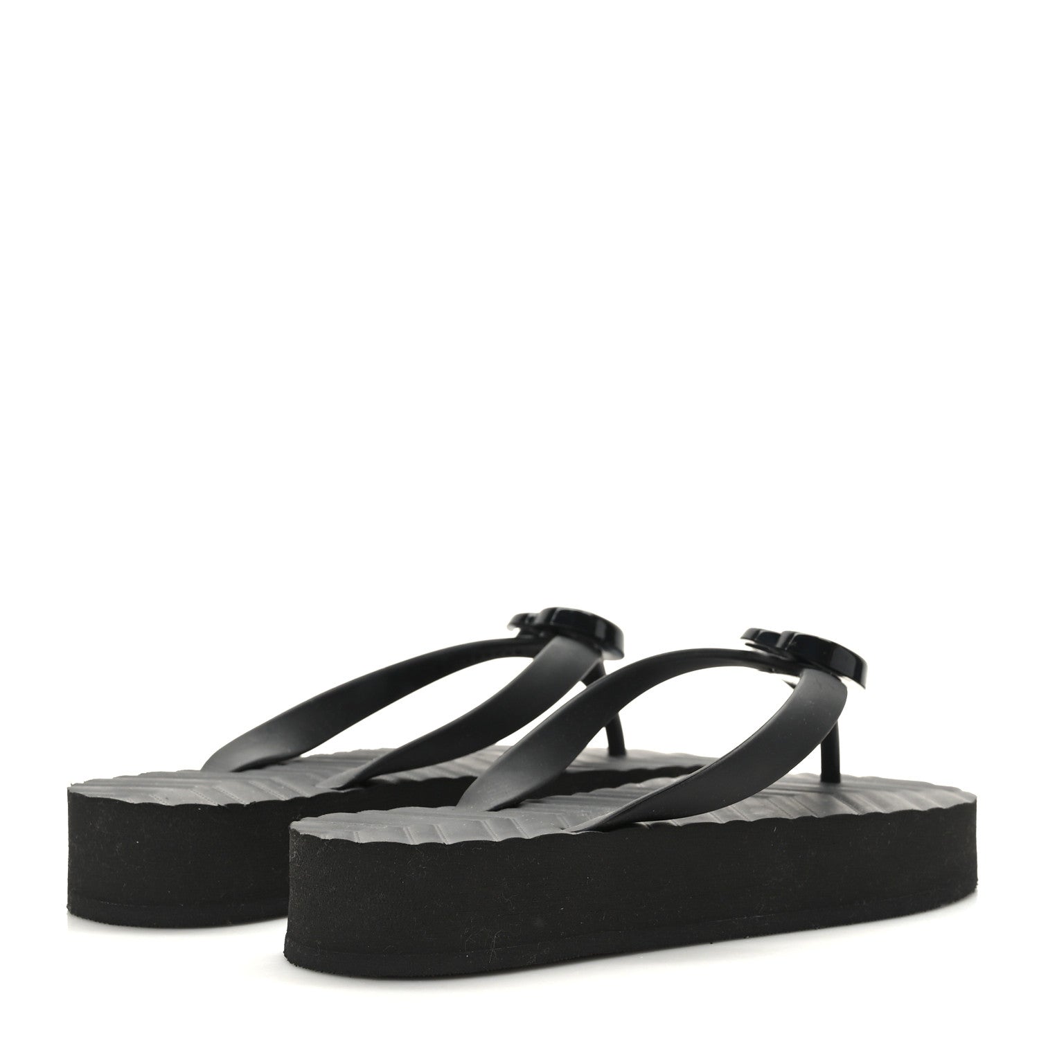 Gucci Rubber Chevron Womens GG Thong Sandals 36 Black 4 of 7