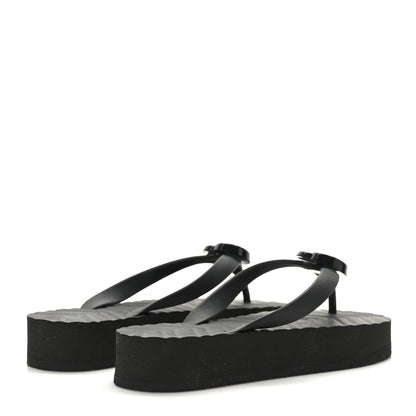 Gucci Rubber Chevron Womens GG Thong Sandals 36 Black 4 of 7