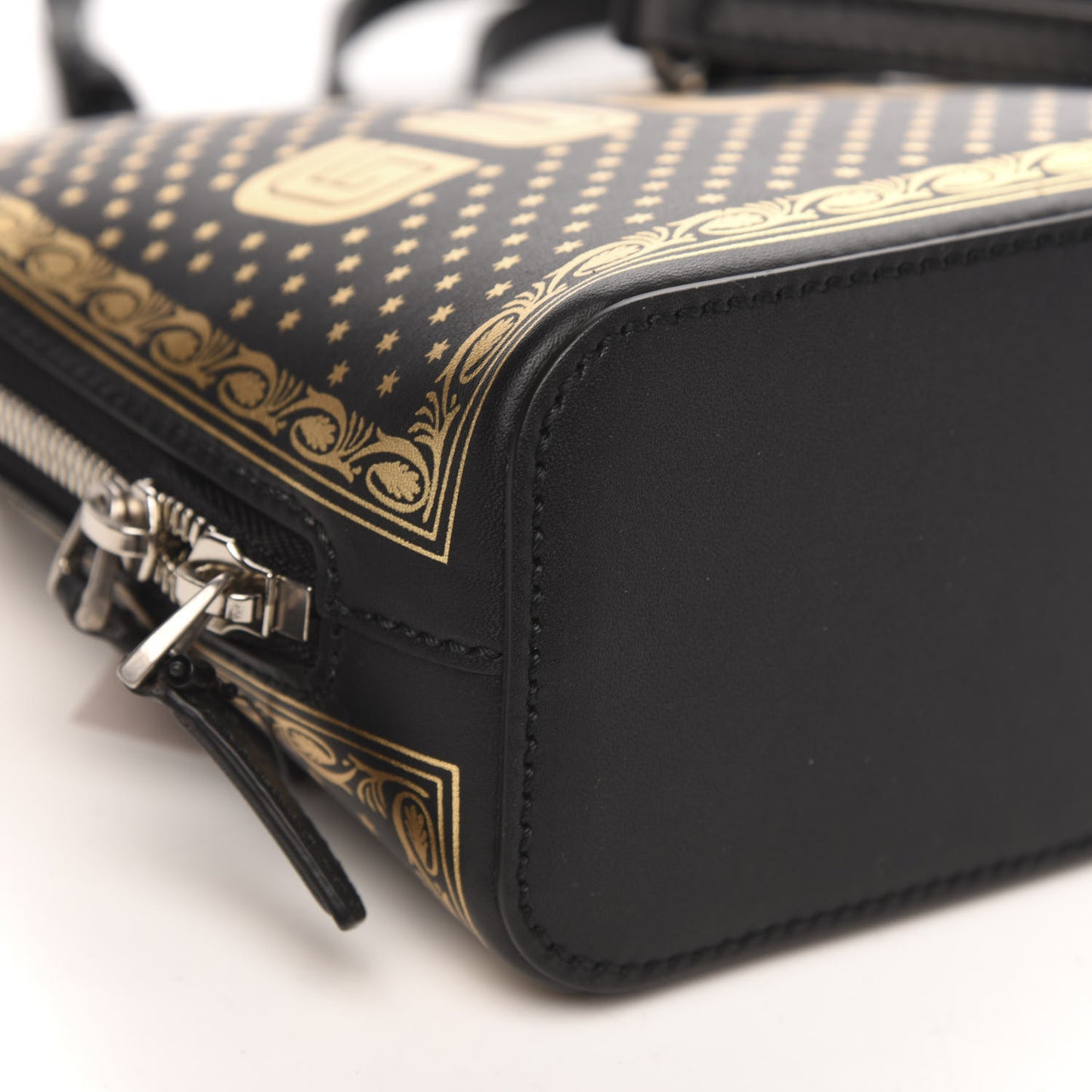 X SEGA Calfskin GUCCY Stars Mini Dome Shoulder Bag Black Gold