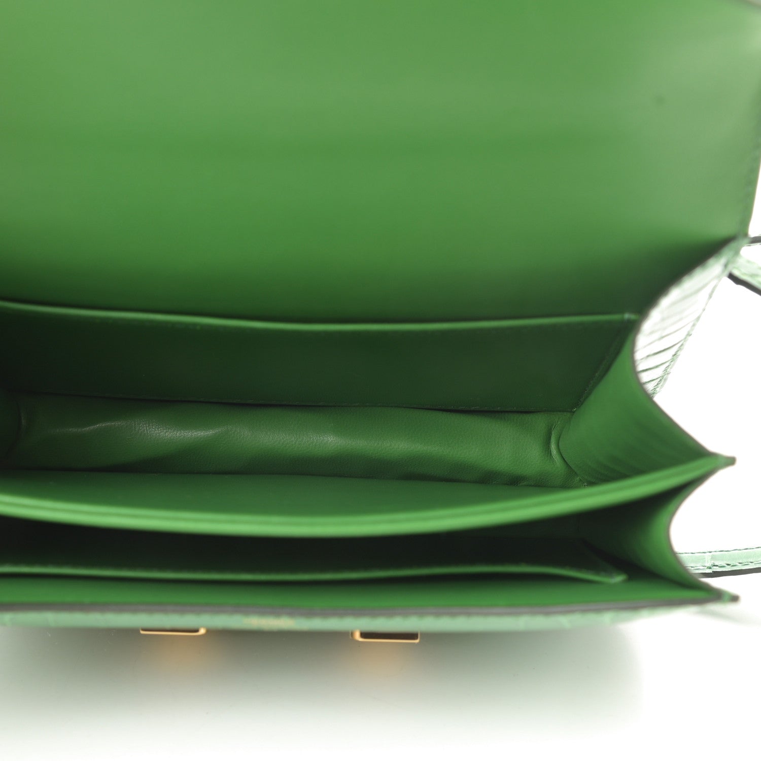 Hermes Shiny Alligator Constance 18 Cactus 5 of 21