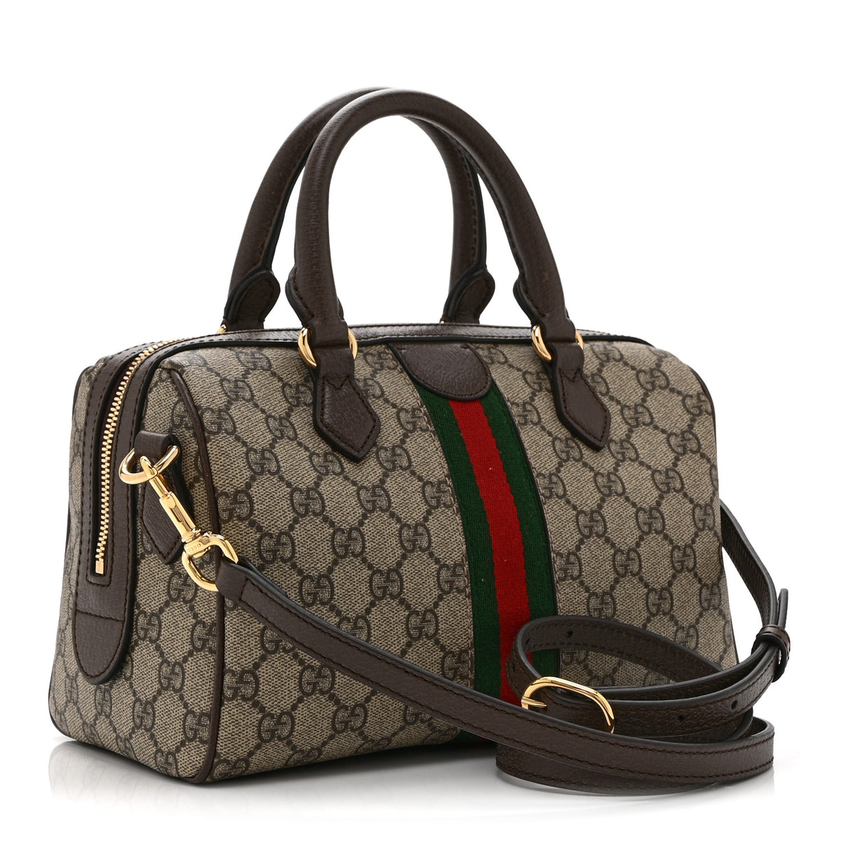 GG Supreme Monogram Web Small Ophidia Top Handle Bag Beige Ebony