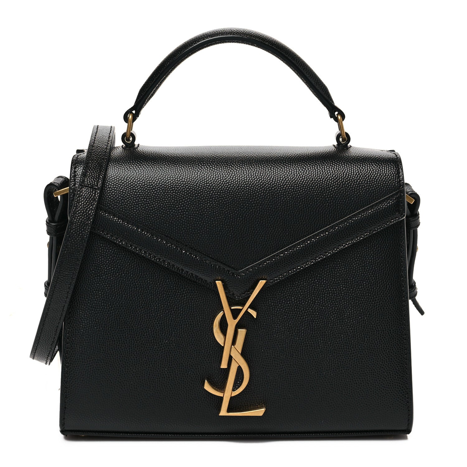 Saint Laurent Grain de Poudre Mini Classic Monogram Cassandra Top Handle Black 1 of 7