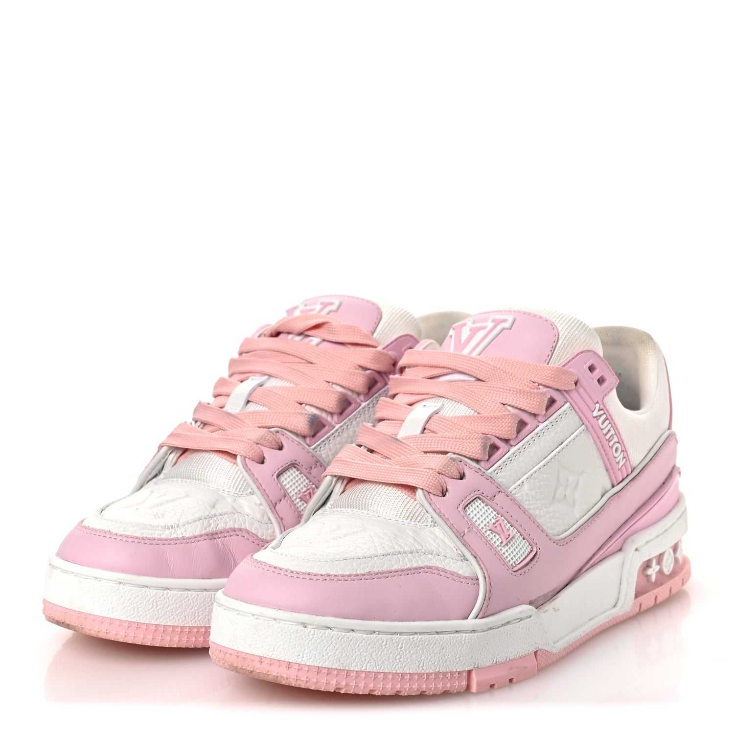 Louis Vuitton Calfskin Monogram Womens LV Trainer Sneakers 36.5 Light Pink 4 of 14