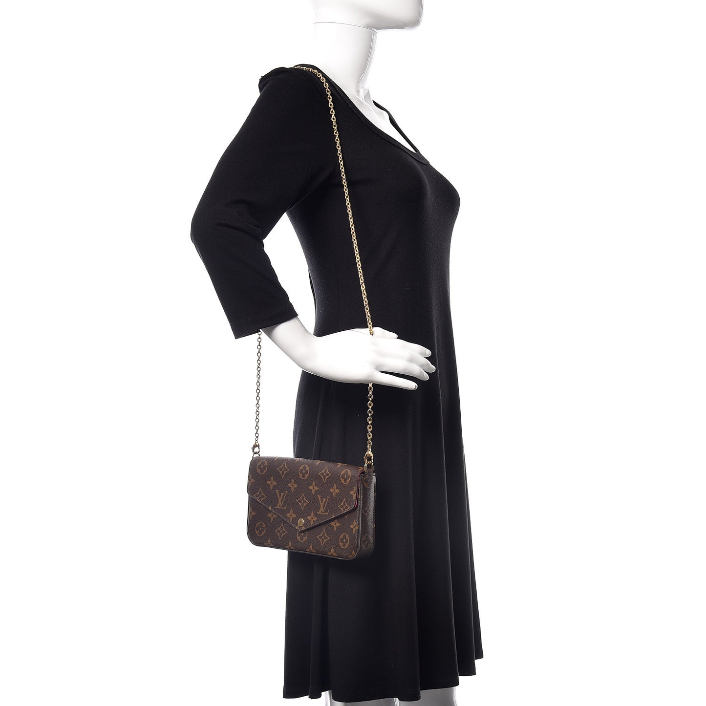 Monogram Pochette Felicie Chain Wallet Fuchsia