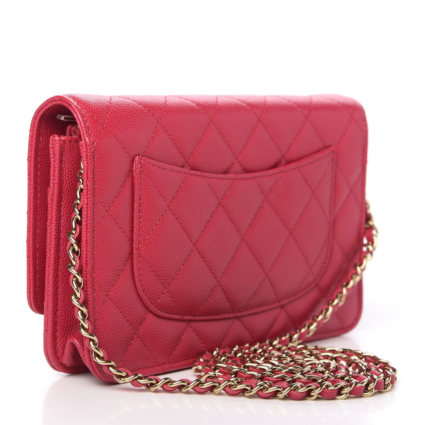 Caviar Quilted Wallet On Chain WOC Dark Pink