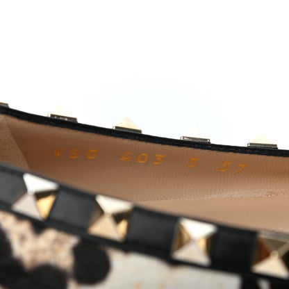 Valentino Garavani Calf Hair Leopard Print Rockstud Ballerina Flats 37 8 of 8