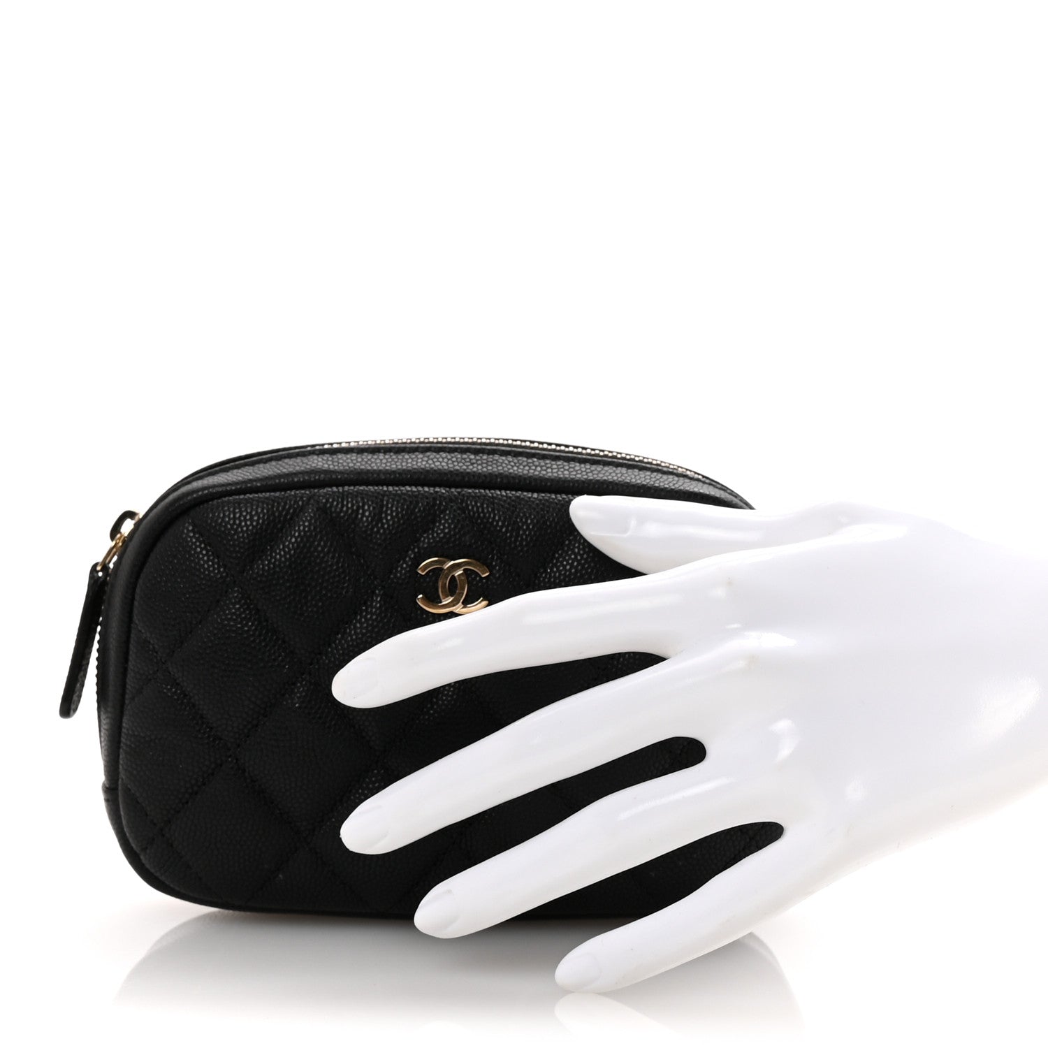 Chanel Lambskin Quilted Small Curvy Pouch Cosmetic Case Black 2 of 8