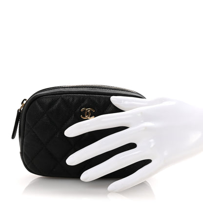 Chanel Lambskin Quilted Small Curvy Pouch Cosmetic Case Black 2 of 8