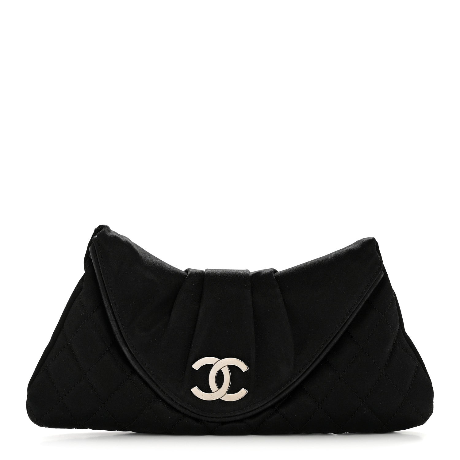 Chanel Satin Quilted Flap Clutch Black 1 of 14