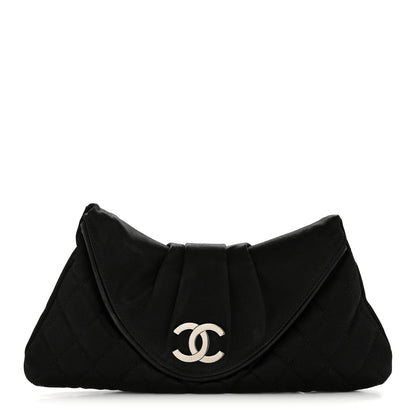 Chanel Satin Quilted Flap Clutch Black 1 of 14