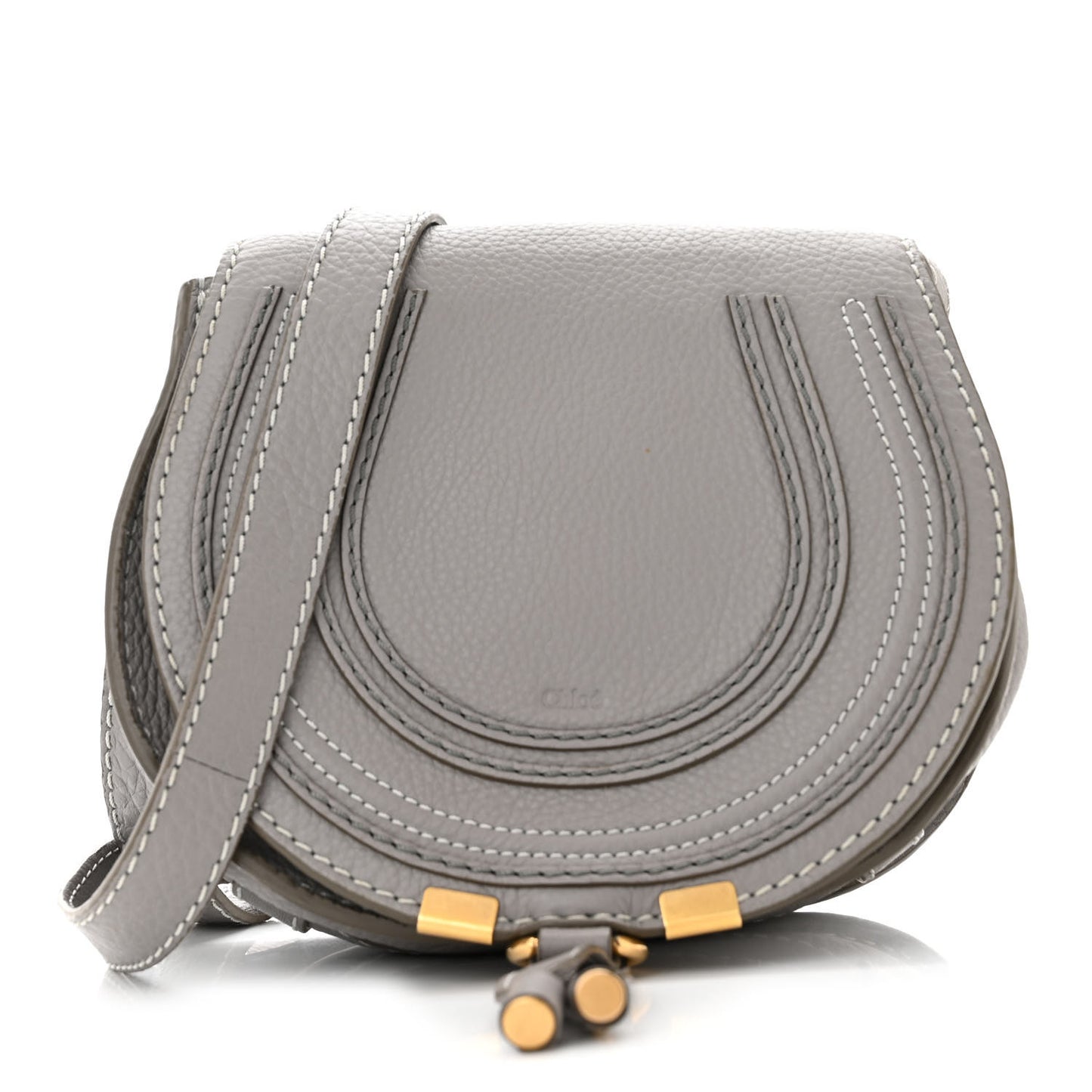 Grained Calfskin Small Marcie Saddle Bag Cashmere Grey