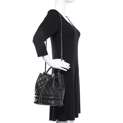 Chanel Caviar Quilted Large Rolled Up Bucket Drawstring Bag Black 2 of 11