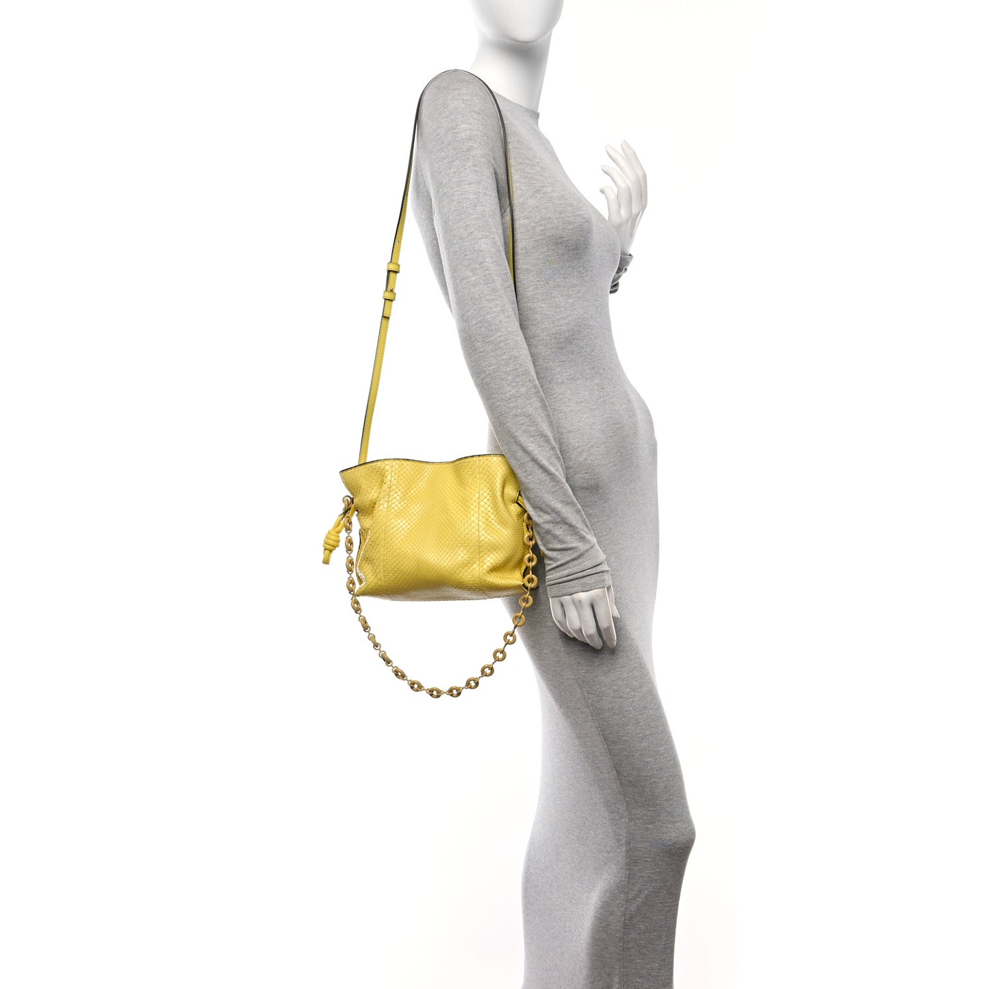 Snakeskin Mini Flamenco Knot Bag Yellow