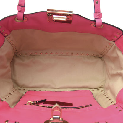 Valentino Garavani Vitello Small Rockstud Tote Fuxia Fluo 5 of 9