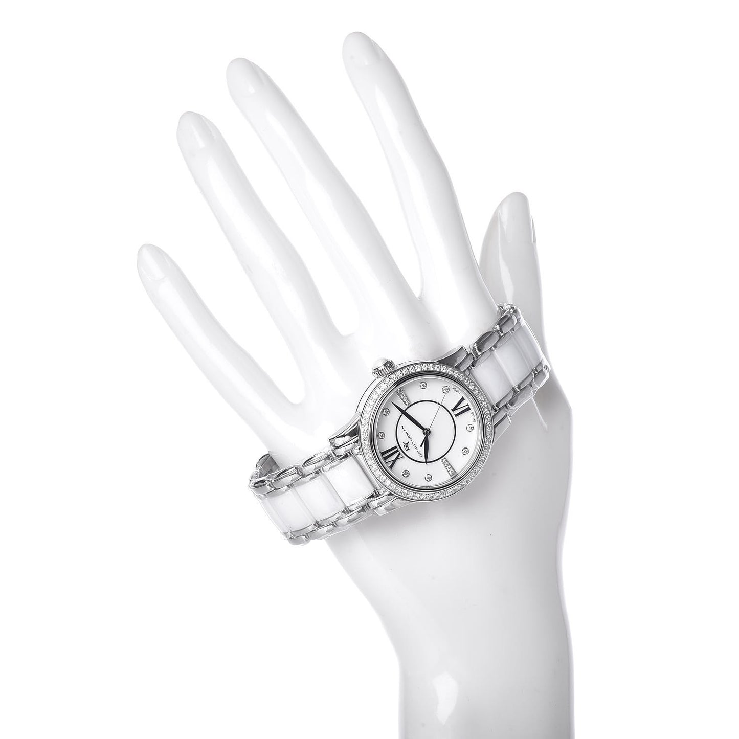 Stainless Steel Ceramic Diamond Bezel 34mm Classic Quartz Watch White