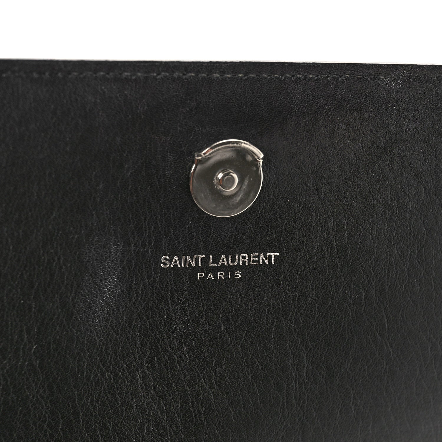 Saint Laurent Calfskin Heart Studded Monogram Chain Wallet Black 6 of 8