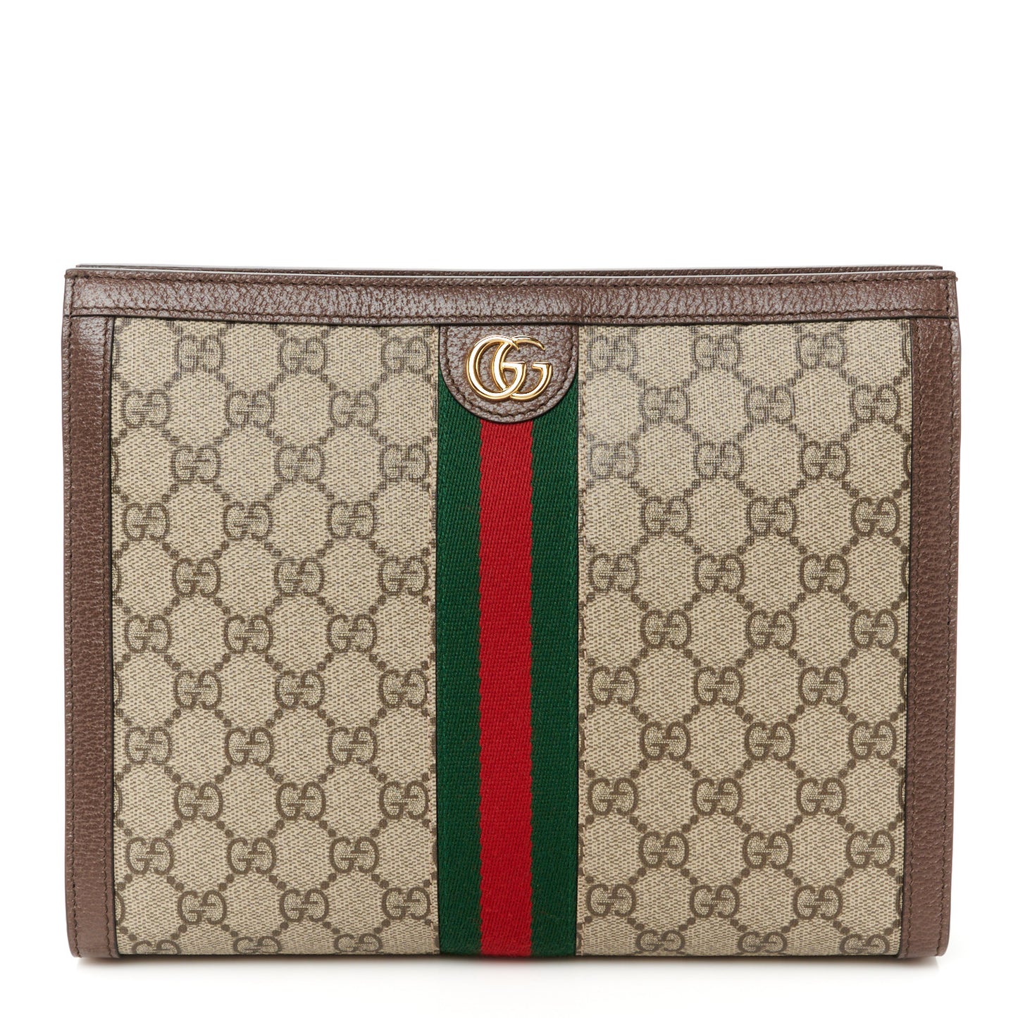 GG Supreme Monogram Web Ophidia Pouch Brown