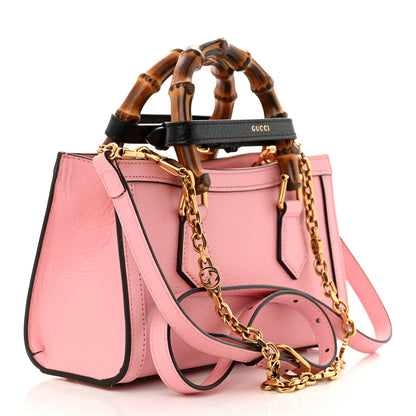 Gucci Textured Dollar Calfskin Web Small Diana Shoulder Bag Wild Rose Black 3 of 9