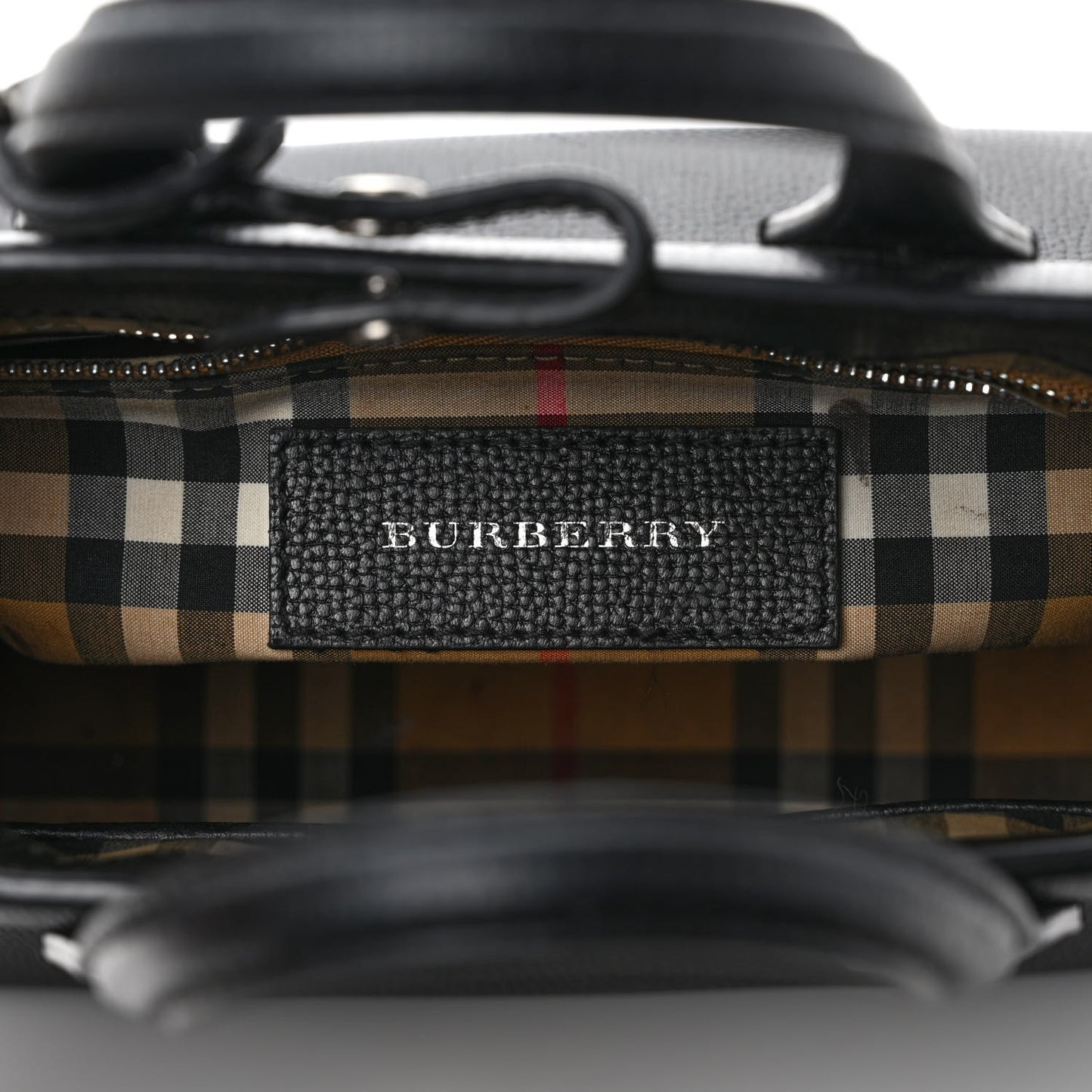 Derby Calfskin House Check Small Banner Tote Black
