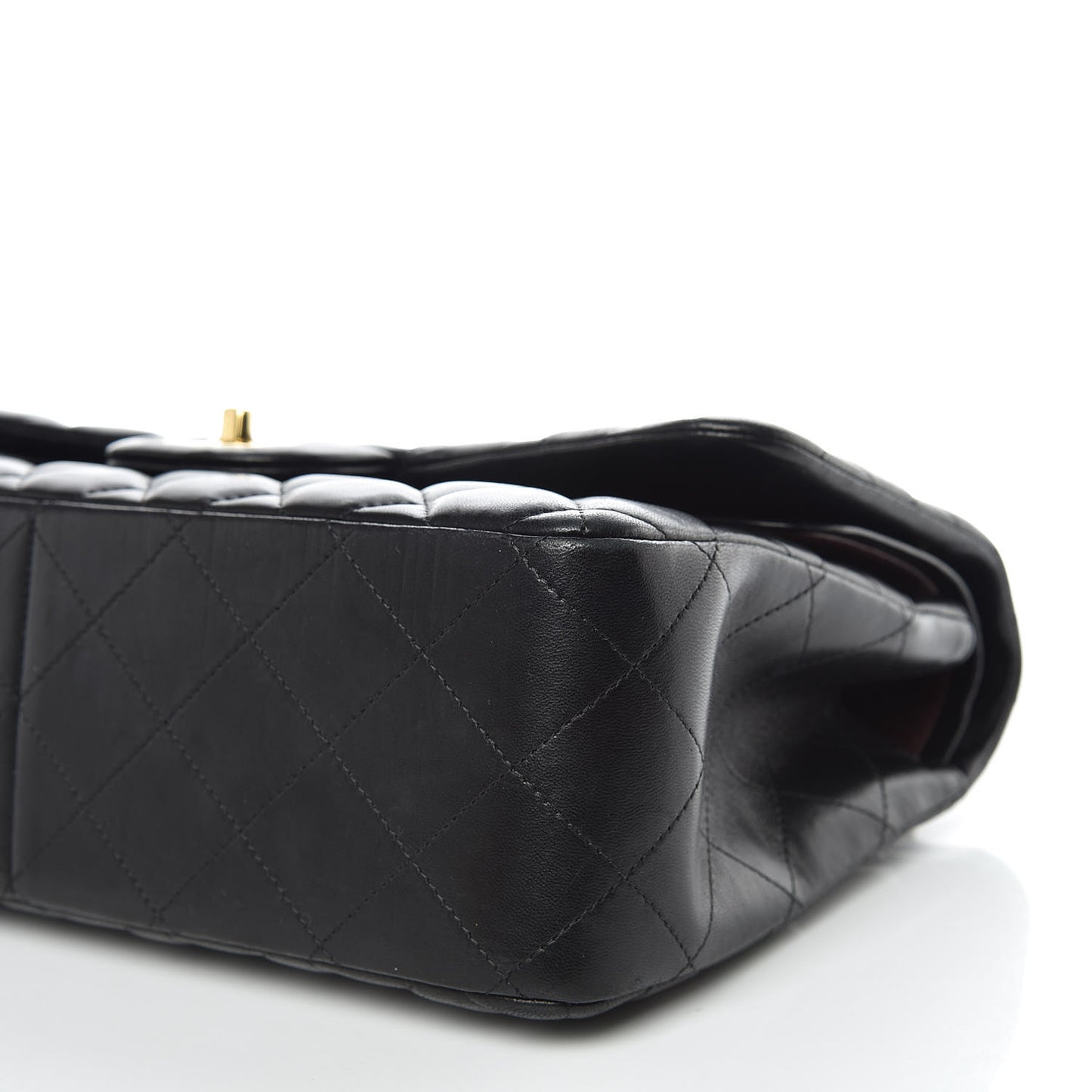 Lambskin Quilted Jumbo Double Flap Black