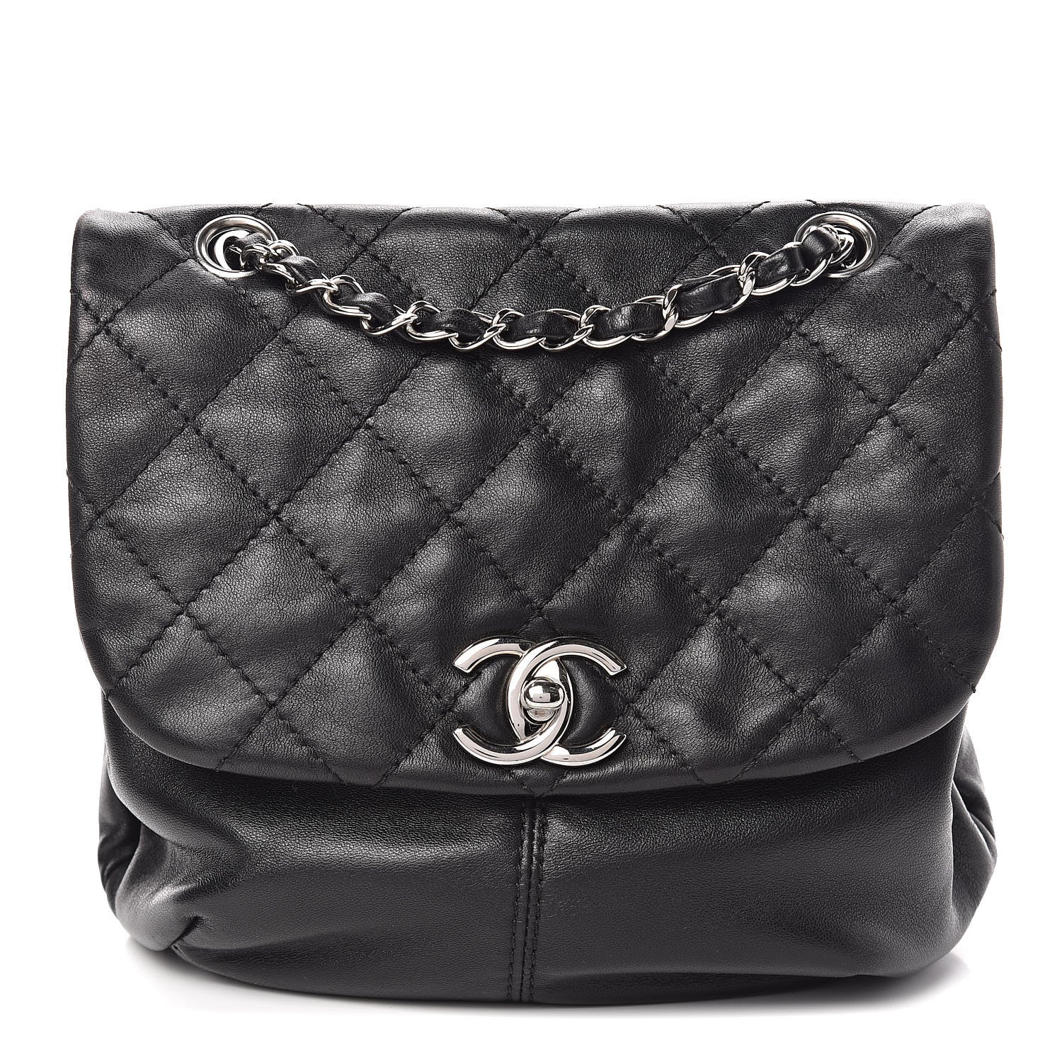 Chanel Shiny Lambskin Quilted Mini Trianon Messenger Flap Black 1 of 11