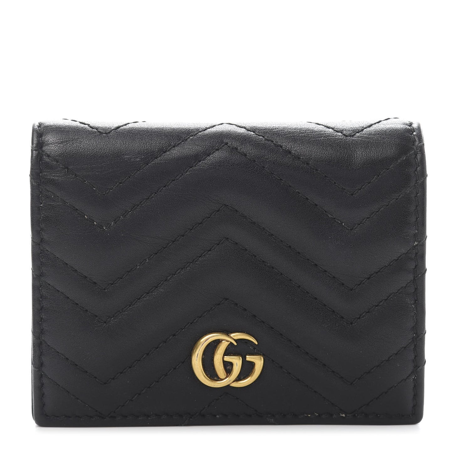 Calfskin Matelasse GG Marmont Card Case Wallet Black