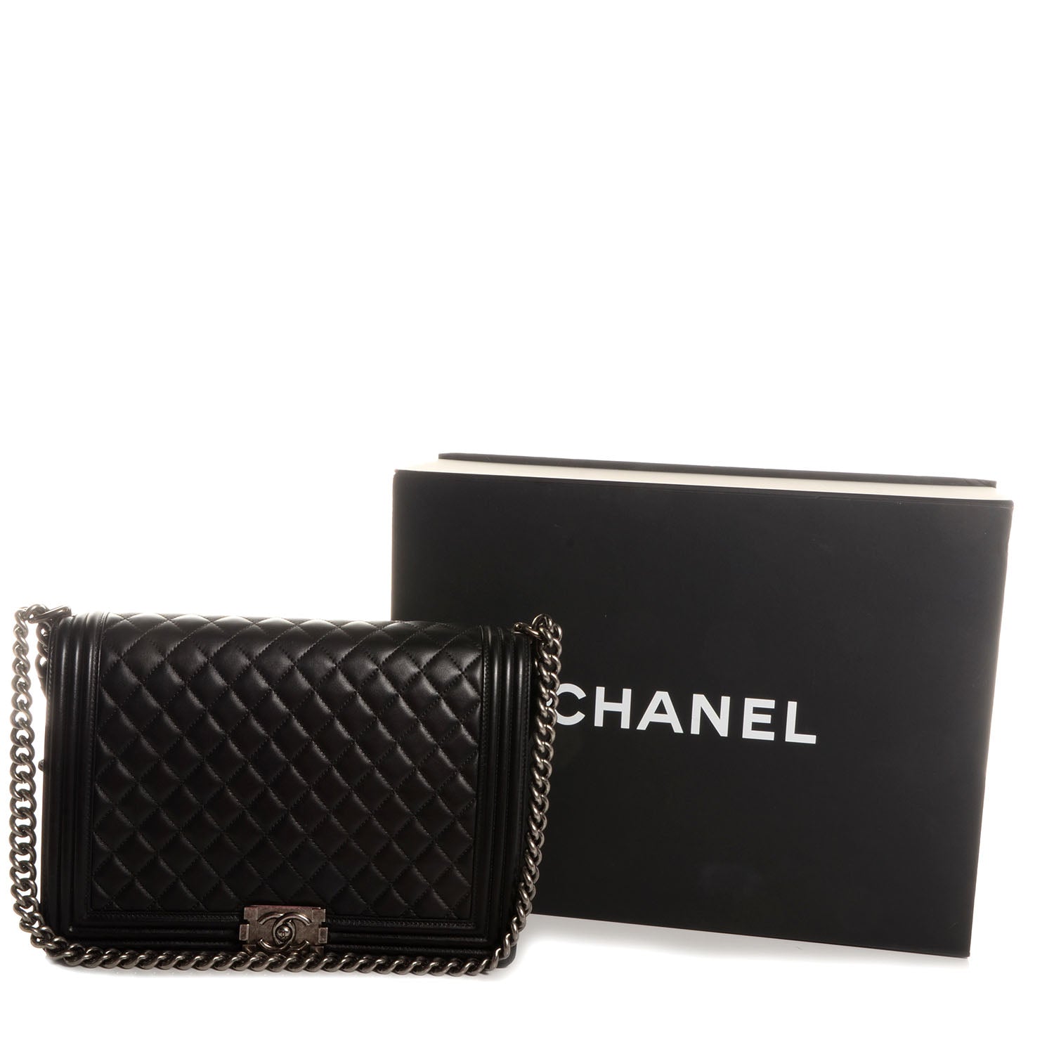 Chanel Lambskin Quilted Large Boy Flap Black 4 of 9