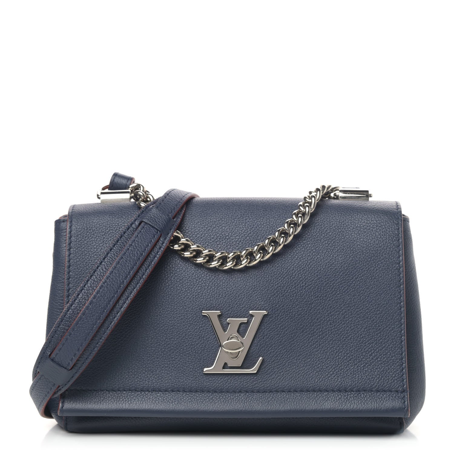 Louis Vuitton Calfskin Lockme II Chain Bag BB Marine Rouge 1 of 6