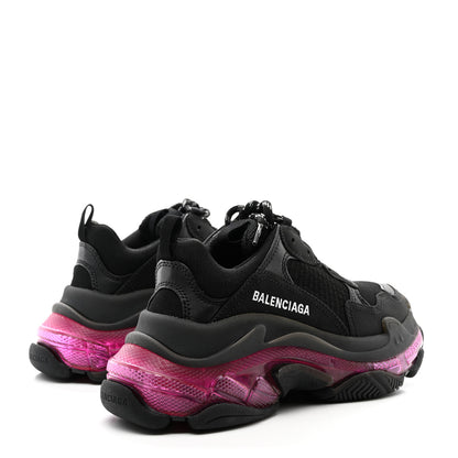 Balenciaga Fabric Mesh Clear Sole Womens Triple S Sneakers 36 Black Pink Neon 4 of 10