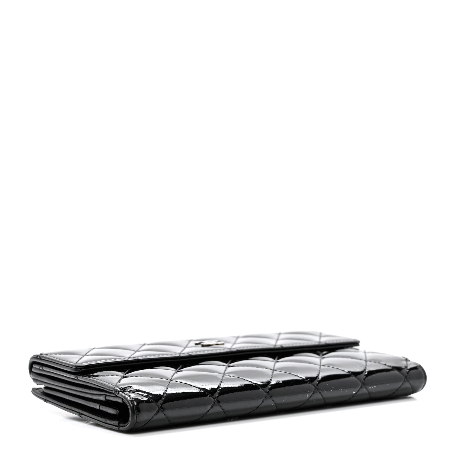 Chanel Patent Quilted Large Flap Wallet Black 4 of 10