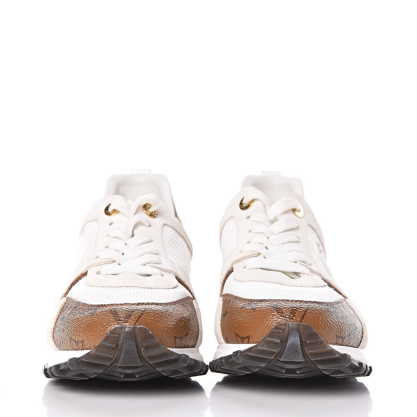 Suede Reverse Monogram Run Away Sneakers 38 White