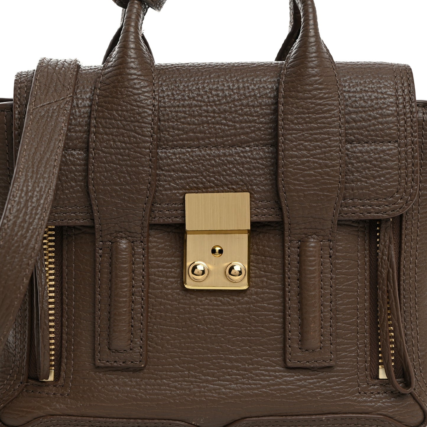 Textured Calfskin Mini Pashli Satchel Taupe