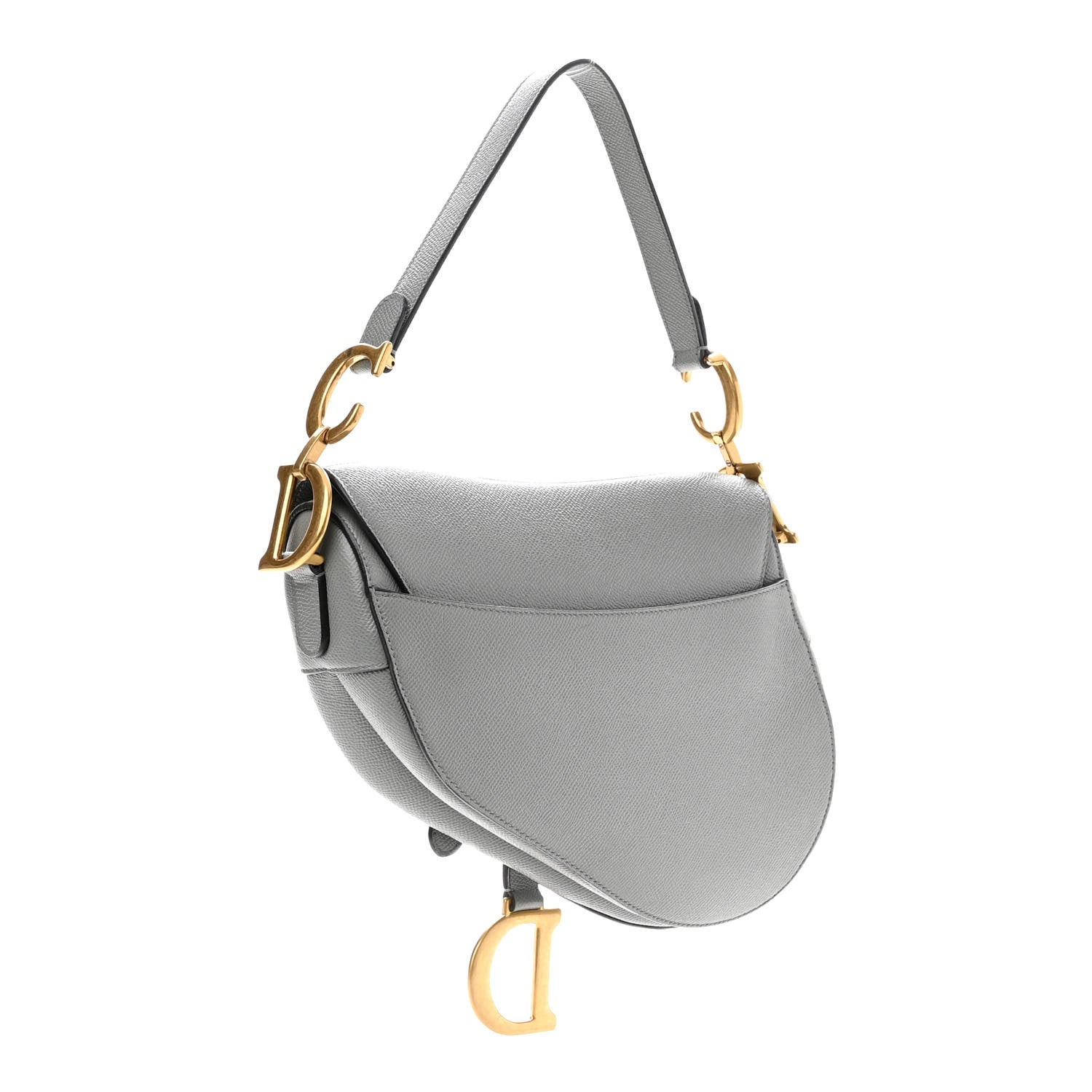 Christian Dior Grained Calfskin Saddle Bag Grey 3 of 10