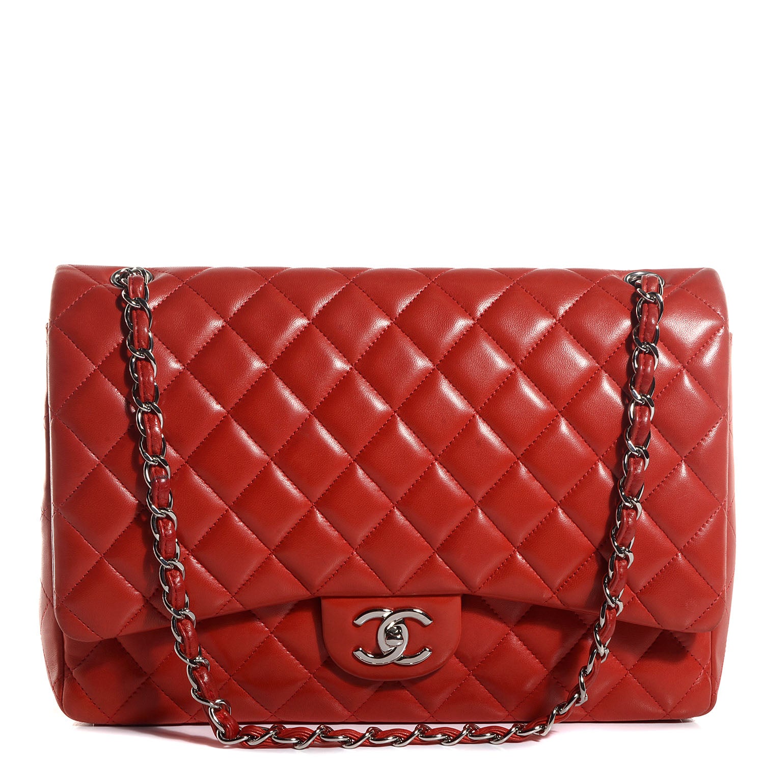 Chanel Lambskin Quilted Maxi Double Flap Red 1 of 10