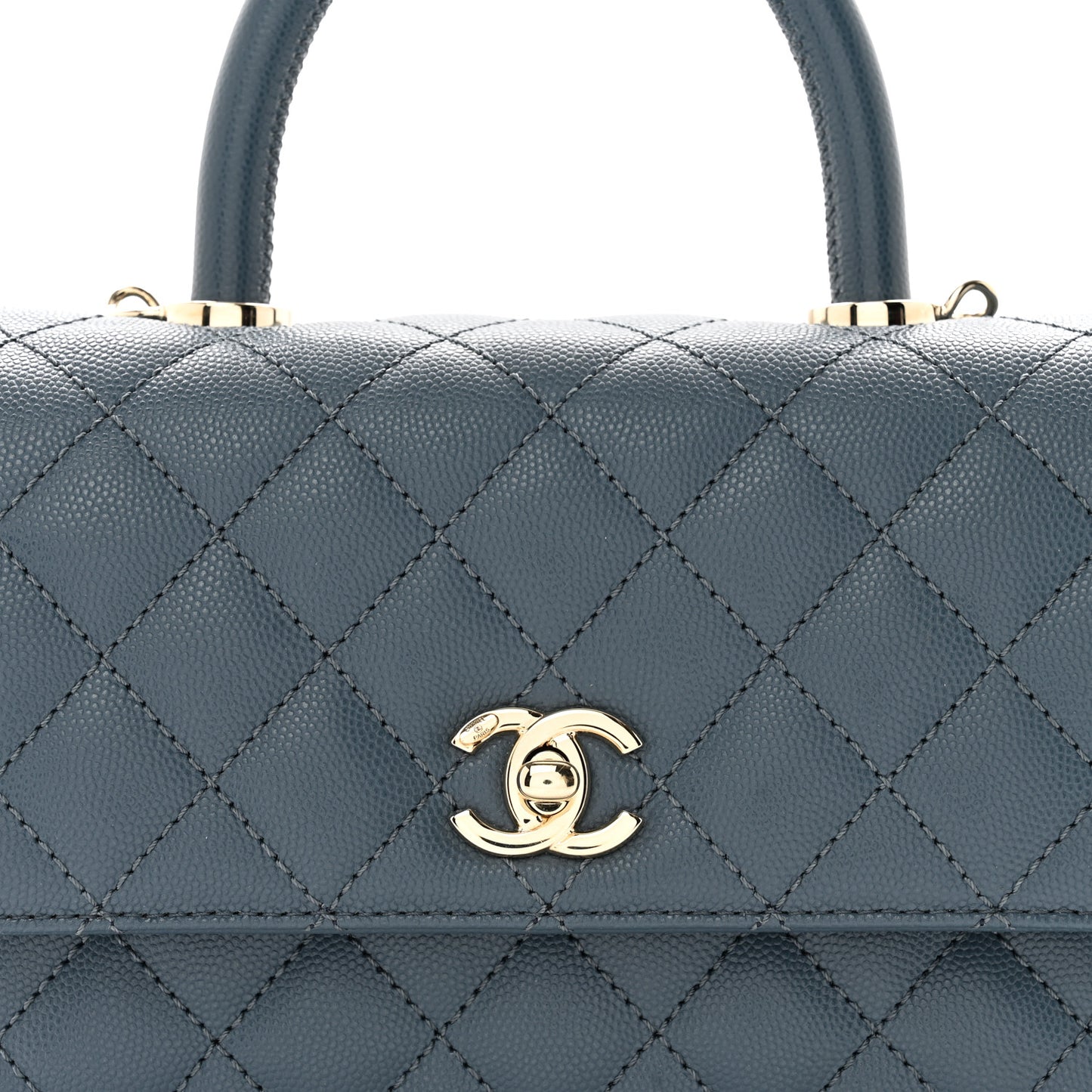 Caviar Quilted Mini Coco Handle Flap Blue