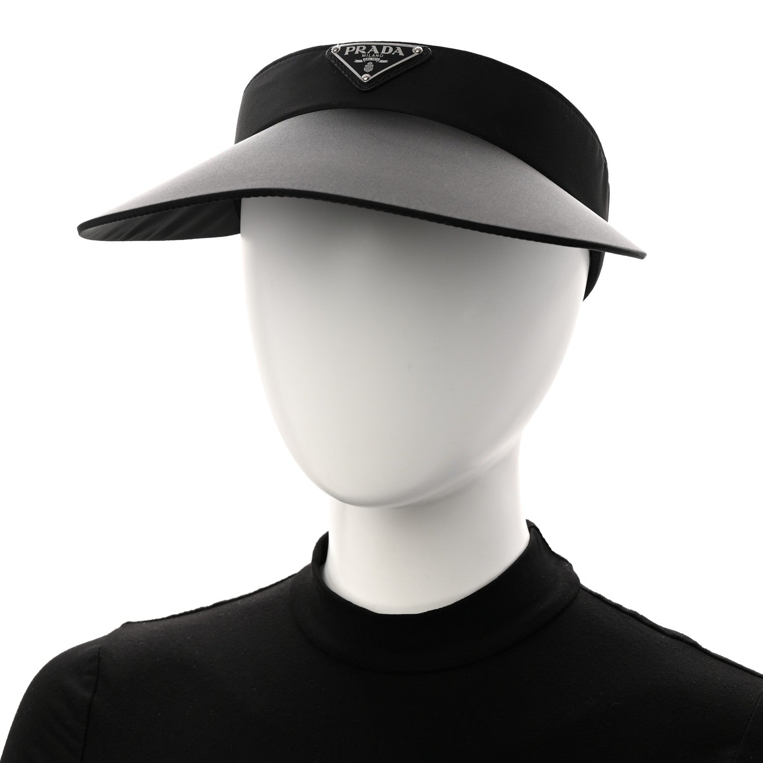 Prada Re-Nylon Metal Triangle Logo Mens Visor L Black 2 of 7