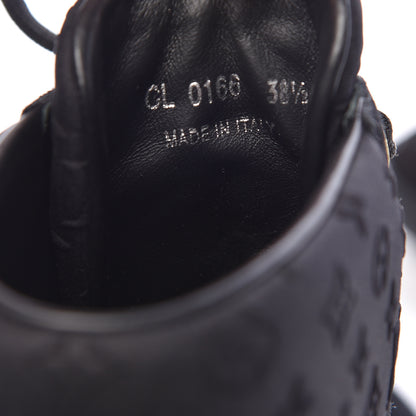 Louis Vuitton Calfskin Suede Monogram Cliff Top Wedge Sneakers 38.5 Black 9 of 14