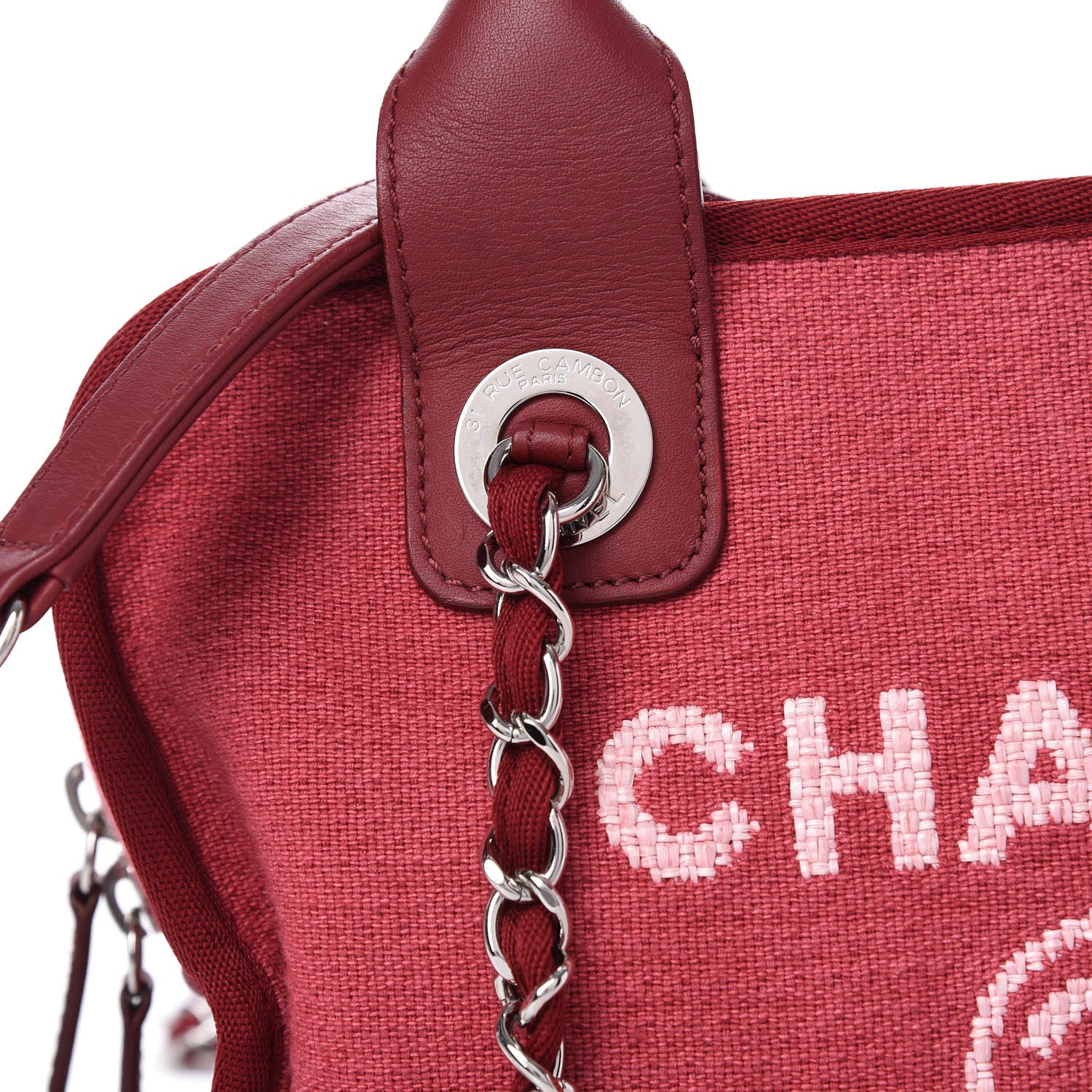 Chanel Canvas Deauville Small Bowling Bag Dark Pink 11 of 11