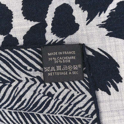 Hermes Cashmere Silk Jaguar Quetzal Shawl 140 Gris Chine Bleu Black Gris 3 of 3