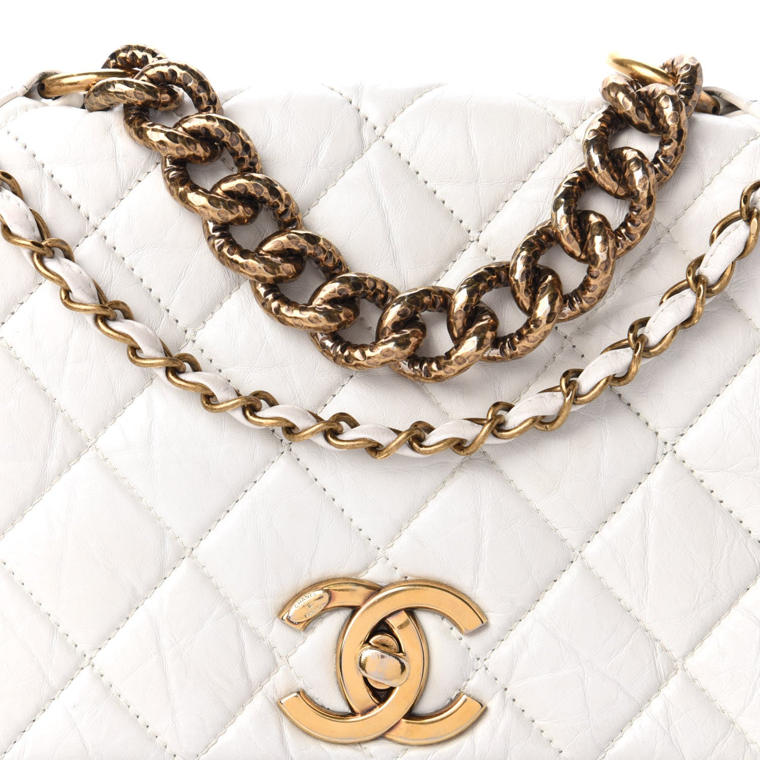 Chanel Aged Calfskin Quilted Small Pondichery Flap White 10 of 10