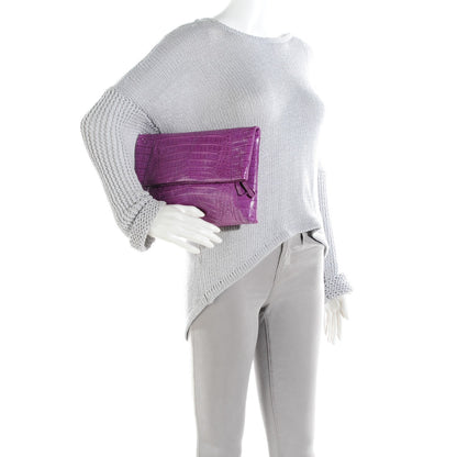 Nancy Gonzalez Matte Crocodile Foldover Clutch Violet 2 of 7