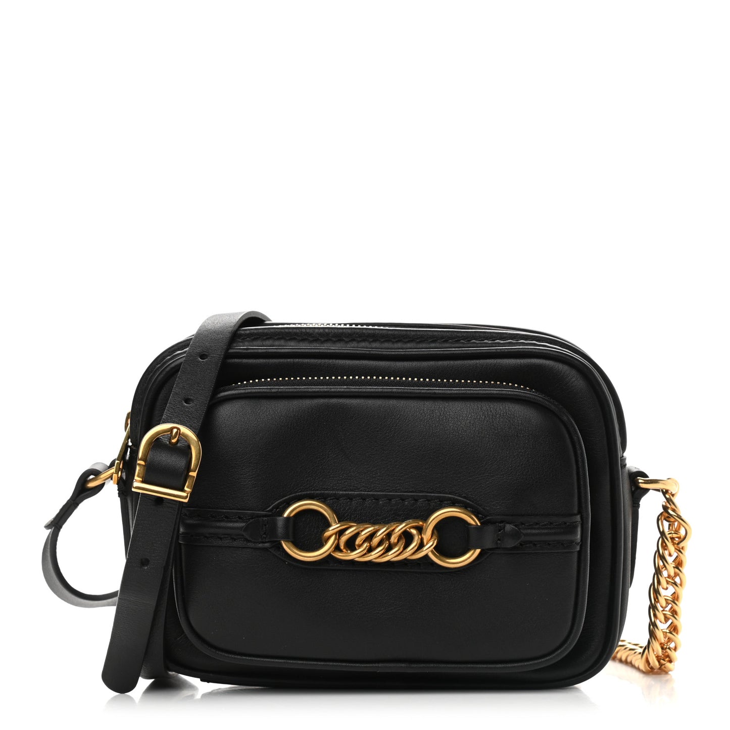 Smooth Calfskin 1983 Knight Check Link Camera Bag Black