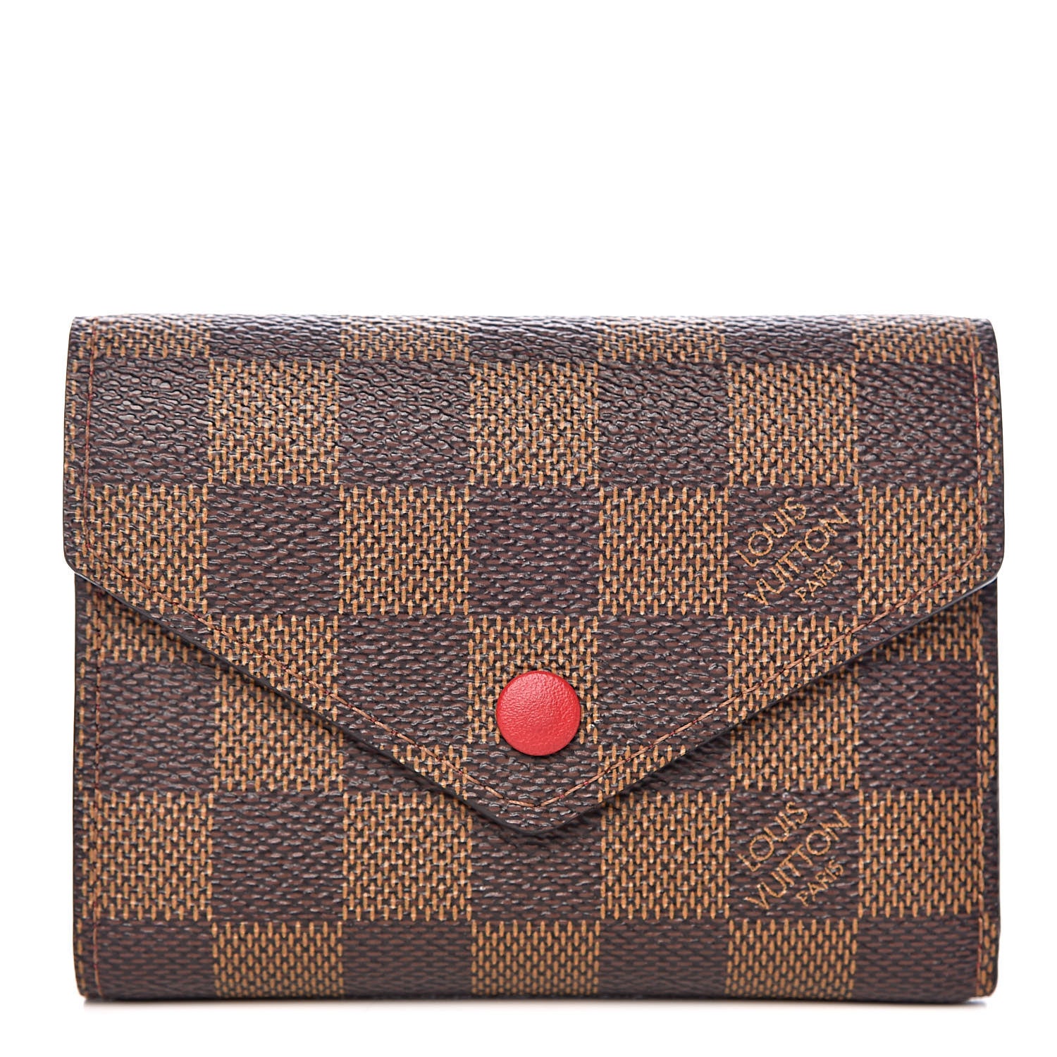 Louis Vuitton Damier Ebene Victorine Wallet Red 1 of 8