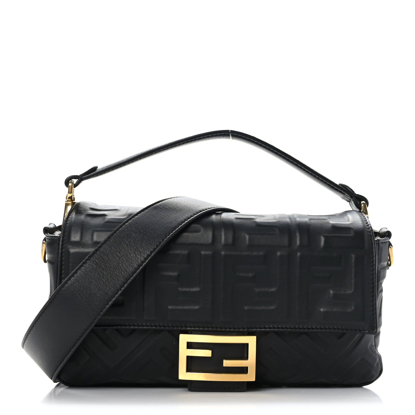 Nappa FF 1974 Embossed Baguette Black