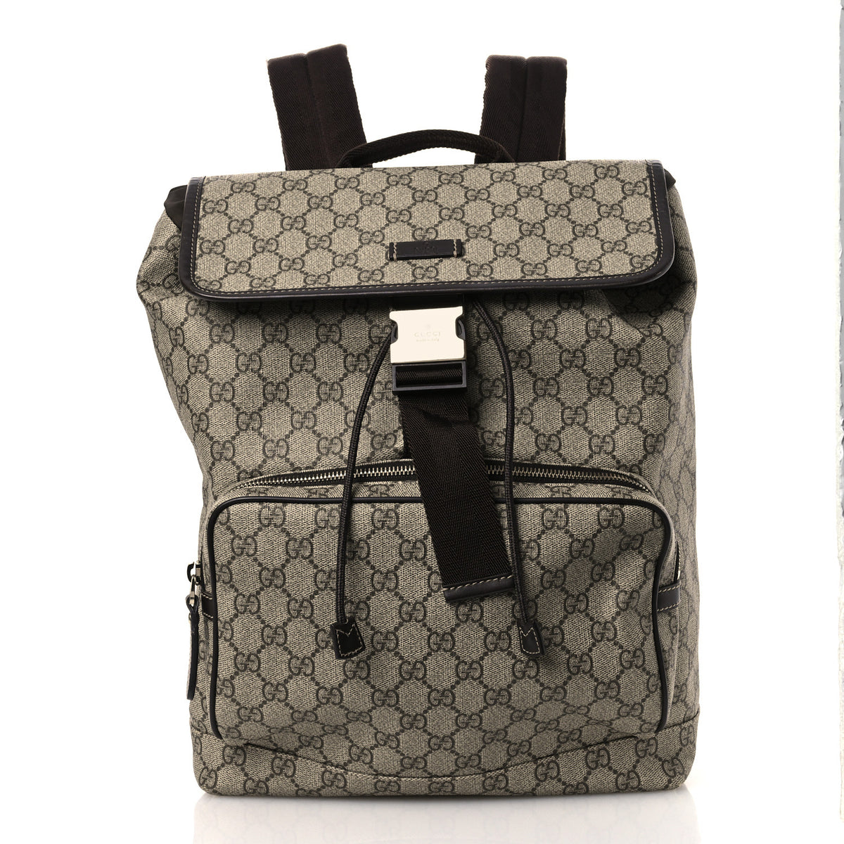 Gucci GG Supreme Monogram Medium Single Buckle Rucksack Backpack Beige Ebony Brown 1 of 17