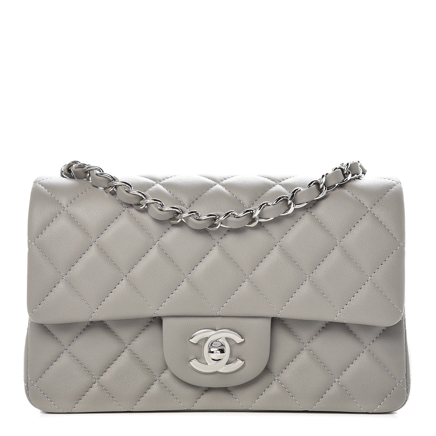 Chanel Lambskin Quilted Mini Rectangular Flap Grey 1 of 10