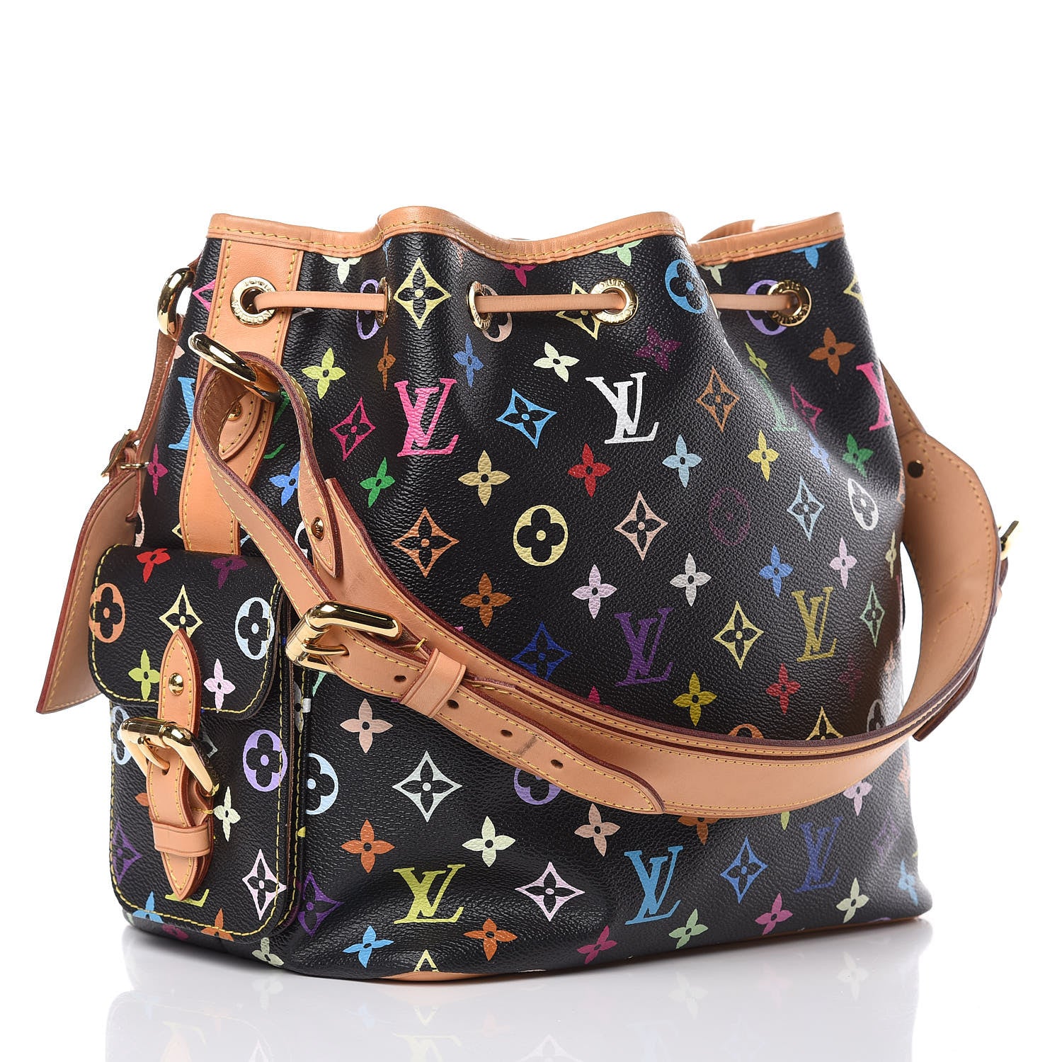 Louis Vuitton Monogram Multicolor Petit Noe Black 3 of 12