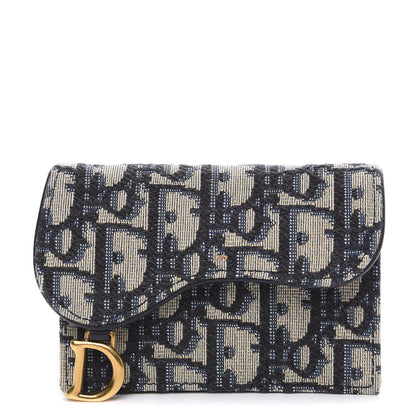 Christian Dior Oblique Saddle Card Holder Blue 1 of 8