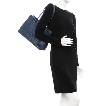 Bottega Veneta Calfskin Intrecciato Boutis Medium Tote Dark Denim 2 of 8