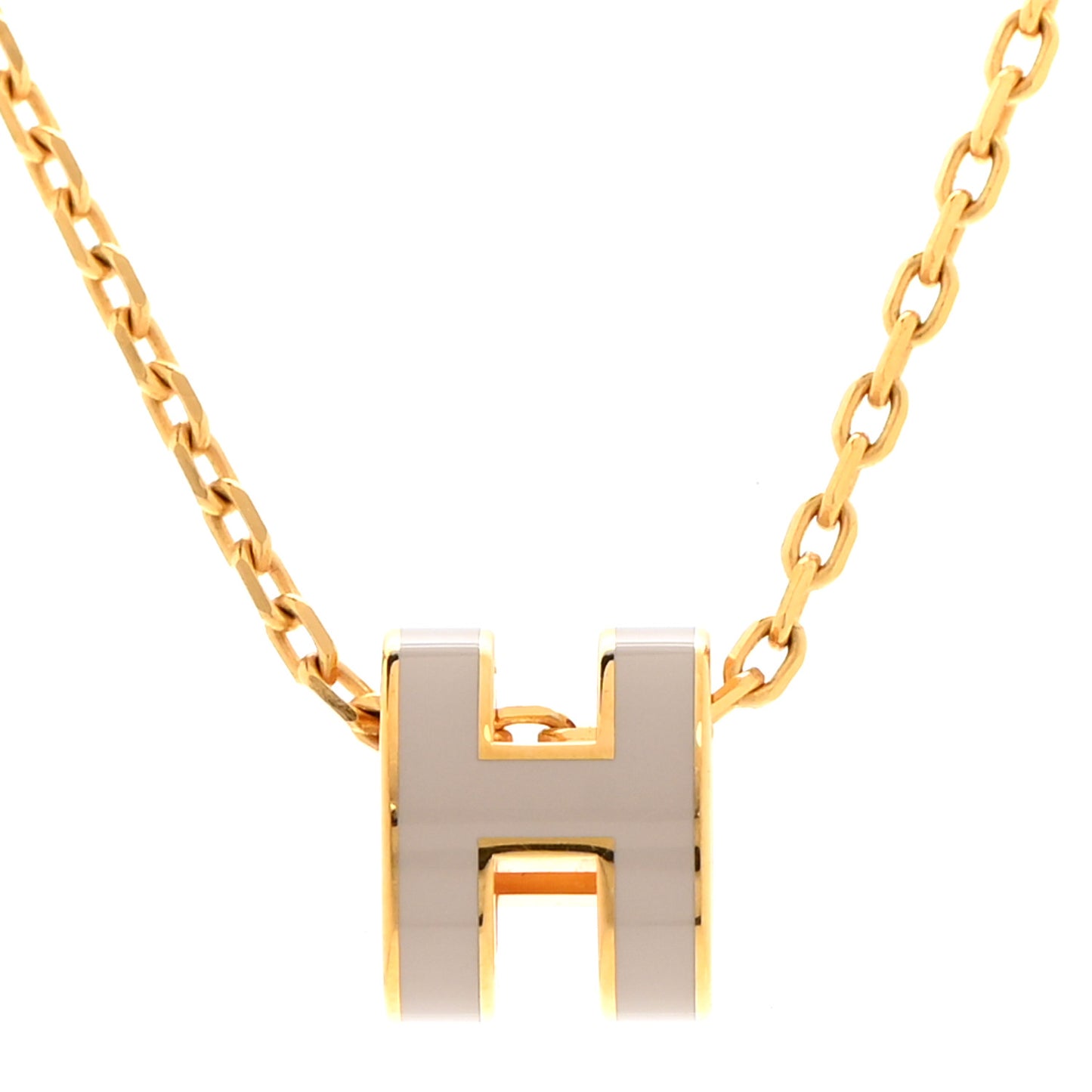 Lacquered Gold Mini Pop H Pendant Necklace Marron Glace